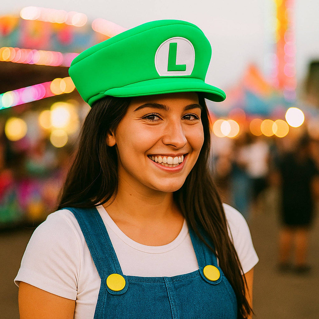 Super Mario Bros Embroidered Luigi L Patch Adult Green Beret Cap