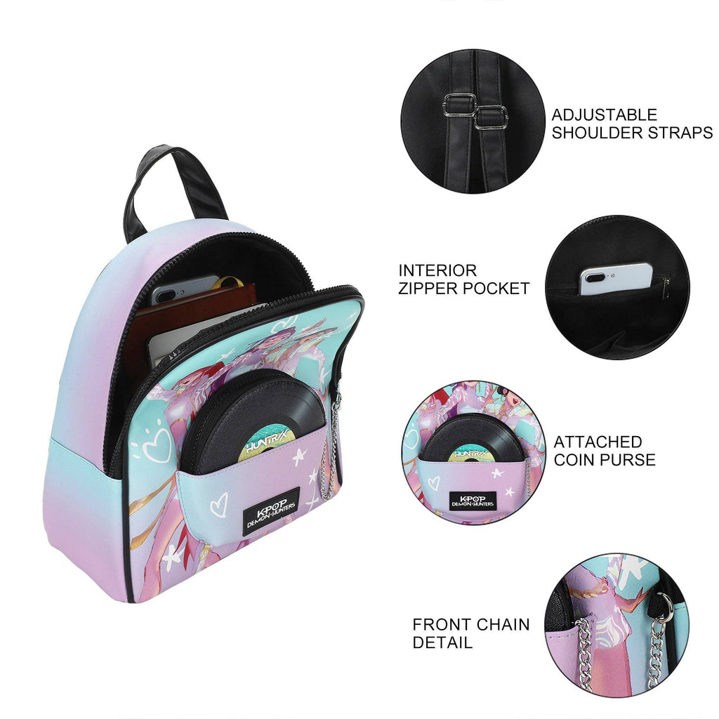 KPop Demon Hunters Iridescent Women's 10" Mini Backpack with Coin Purse