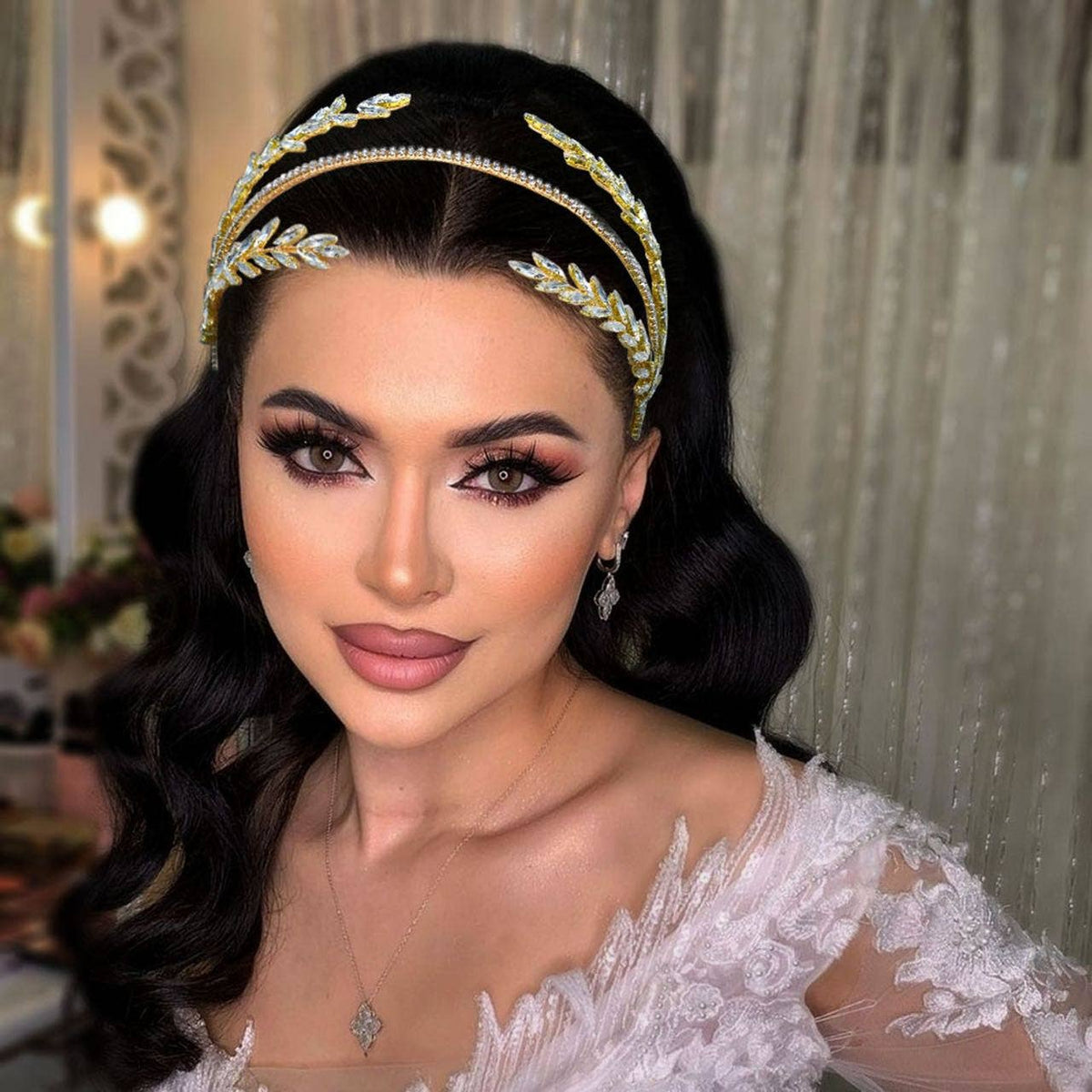 Wedding Headpiece for Bride, Gold Hair Jewelry Headband