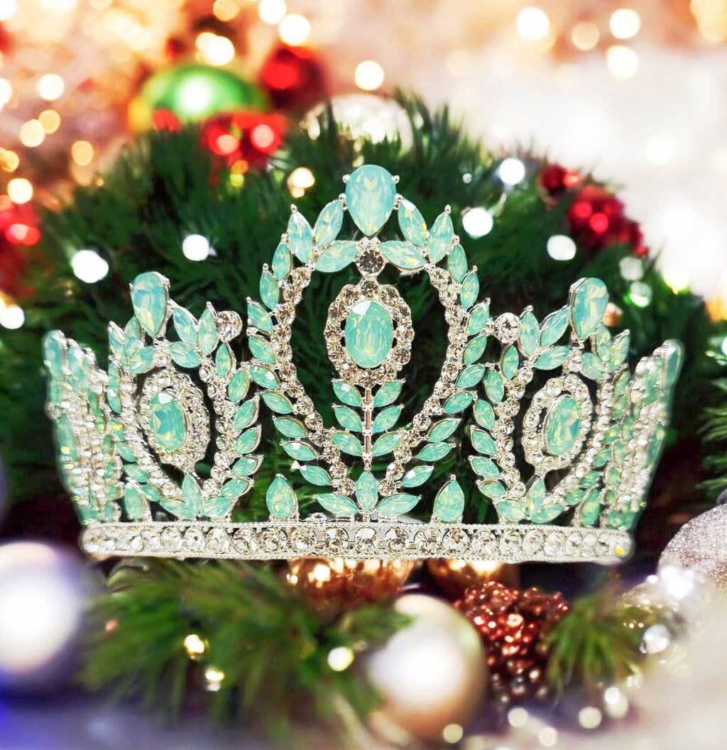 Green Gemstone Crown, Goddess Crown, Silver Bridal Crown