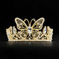 Gold butterfly tiara, Fairy Costume Tiara, clear stone crown