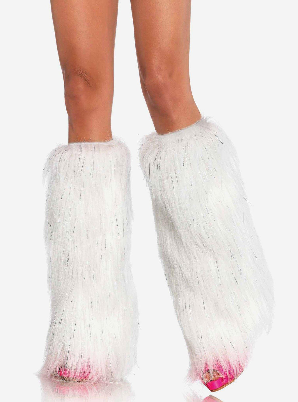 Furry lurex leg warmers