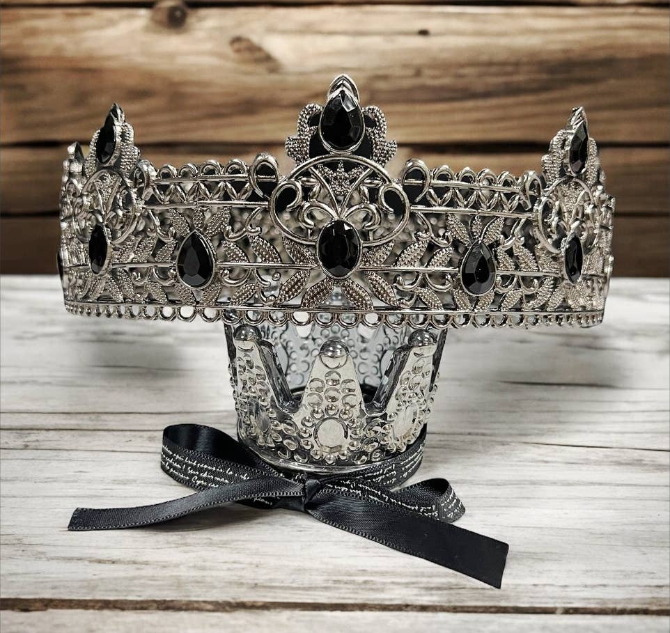 Silver King Crowns for Men Royal Crown Crystal Rhinestone XL