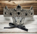 Silver King Crowns for Men Royal Crown Crystal Rhinestone XL