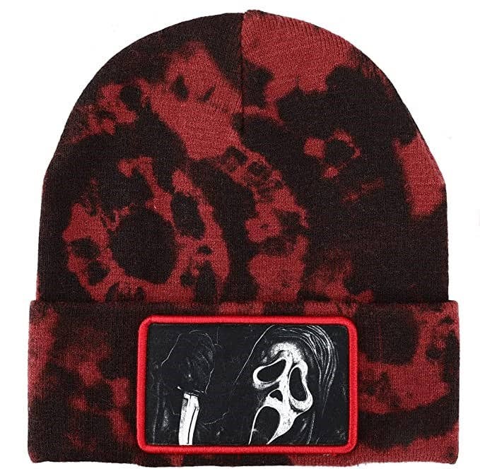 GhostFace Horror Movie Character Embroidered Patch Beanie Hat for Men