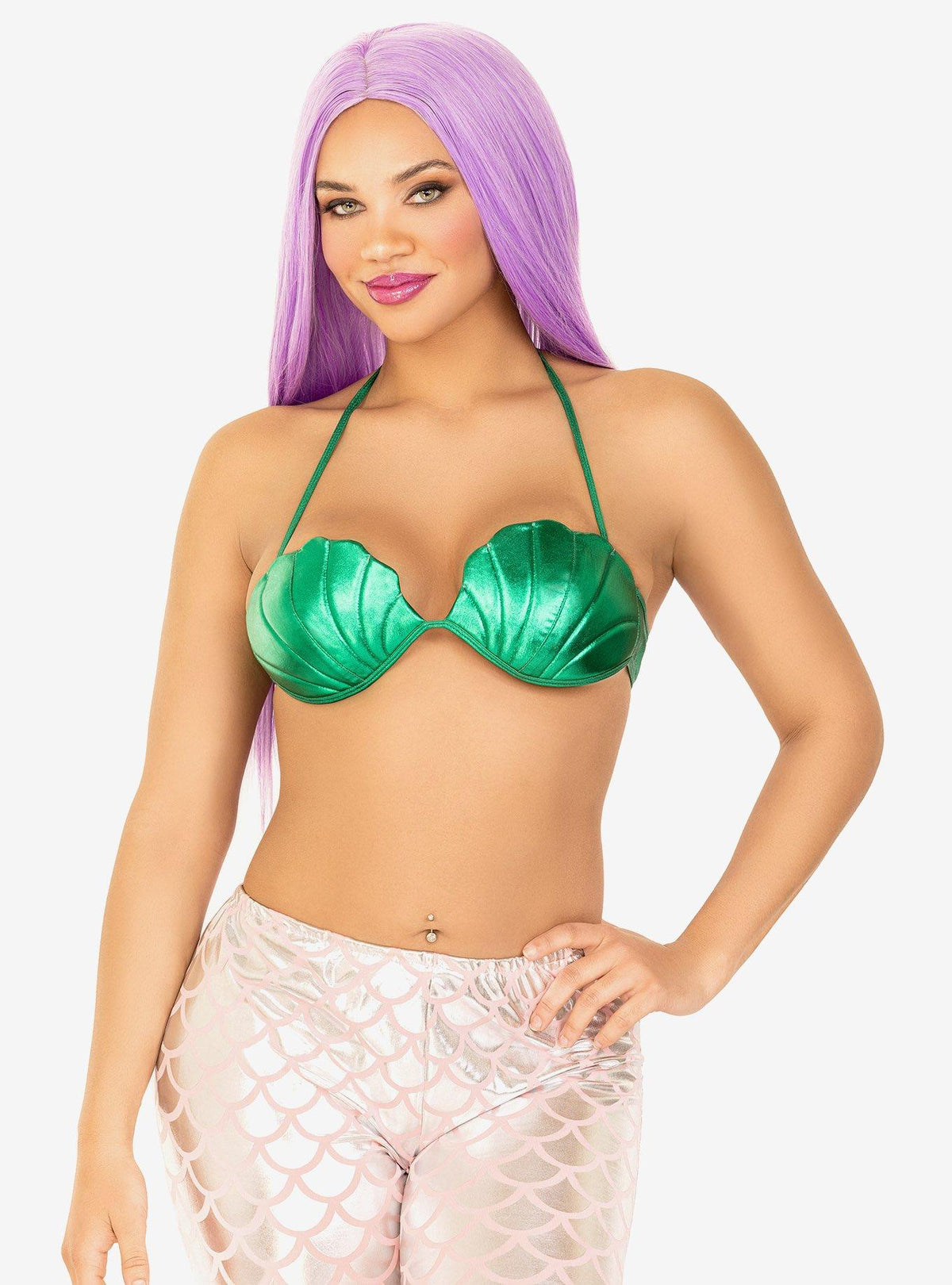Mermaid shell bra top green