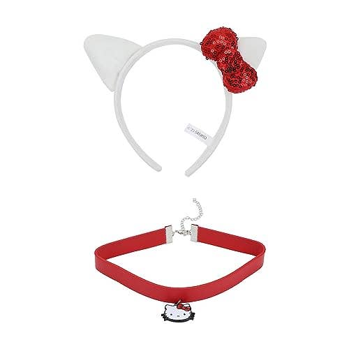 Hello Kitty Costume Ready Cosplay Set with Headband and Collar