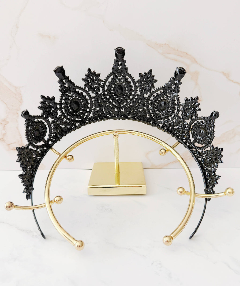 Black Gothic Crown, Black Stone Tiara, Halloween Cosplay