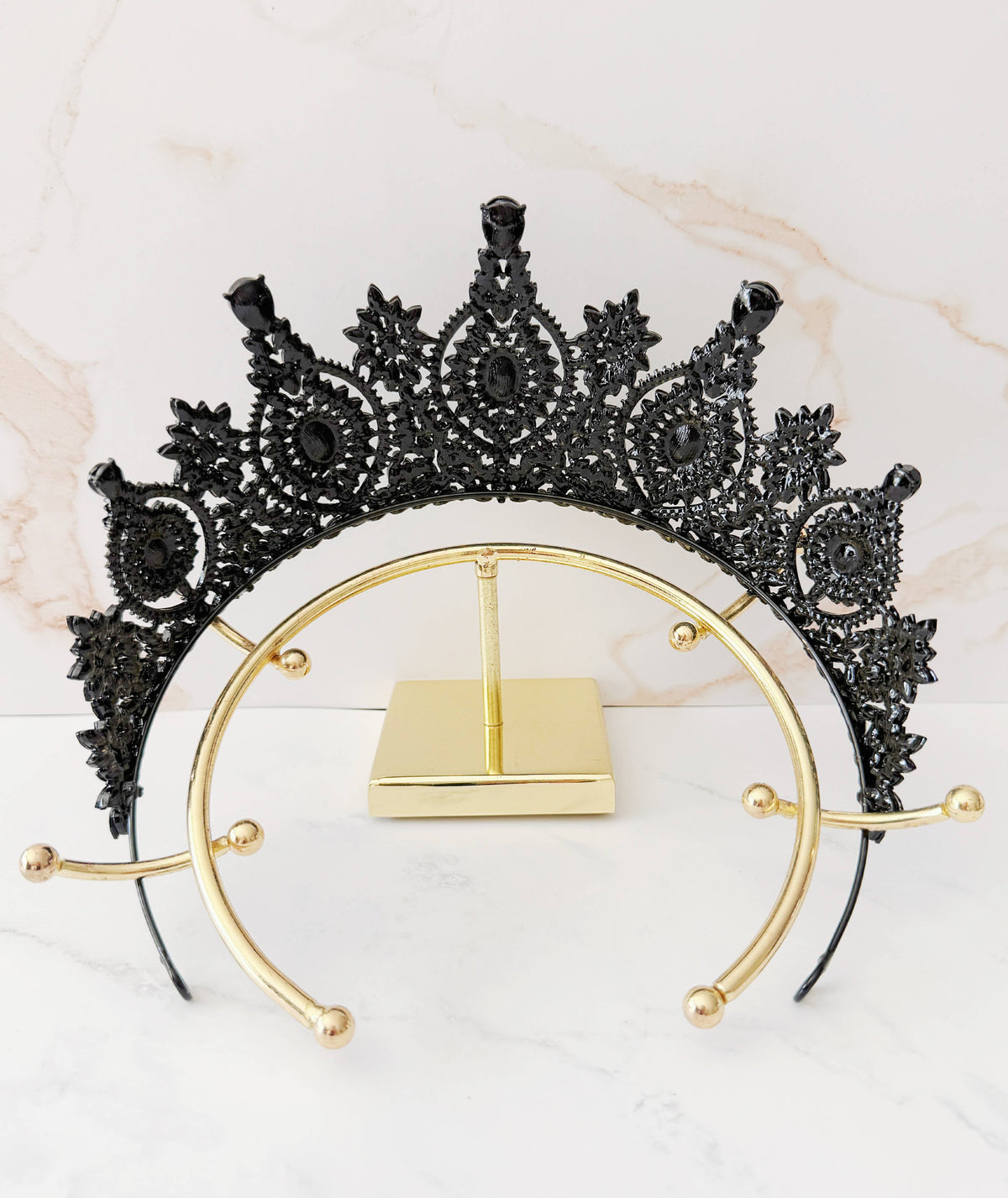 Black Gothic Crown, Black Stone Tiara, Halloween Cosplay