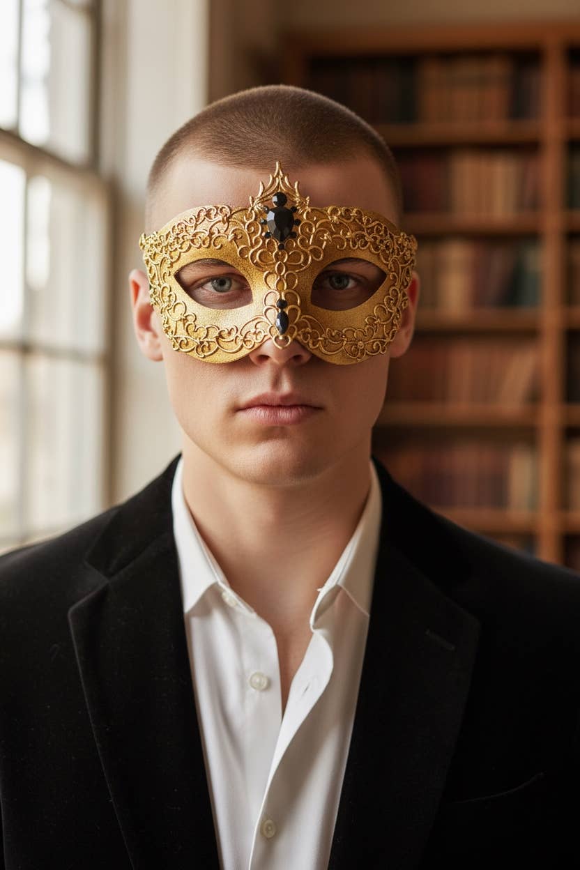 Gold gold masquerade Mask, 2 in 1 mask, Venetian mask