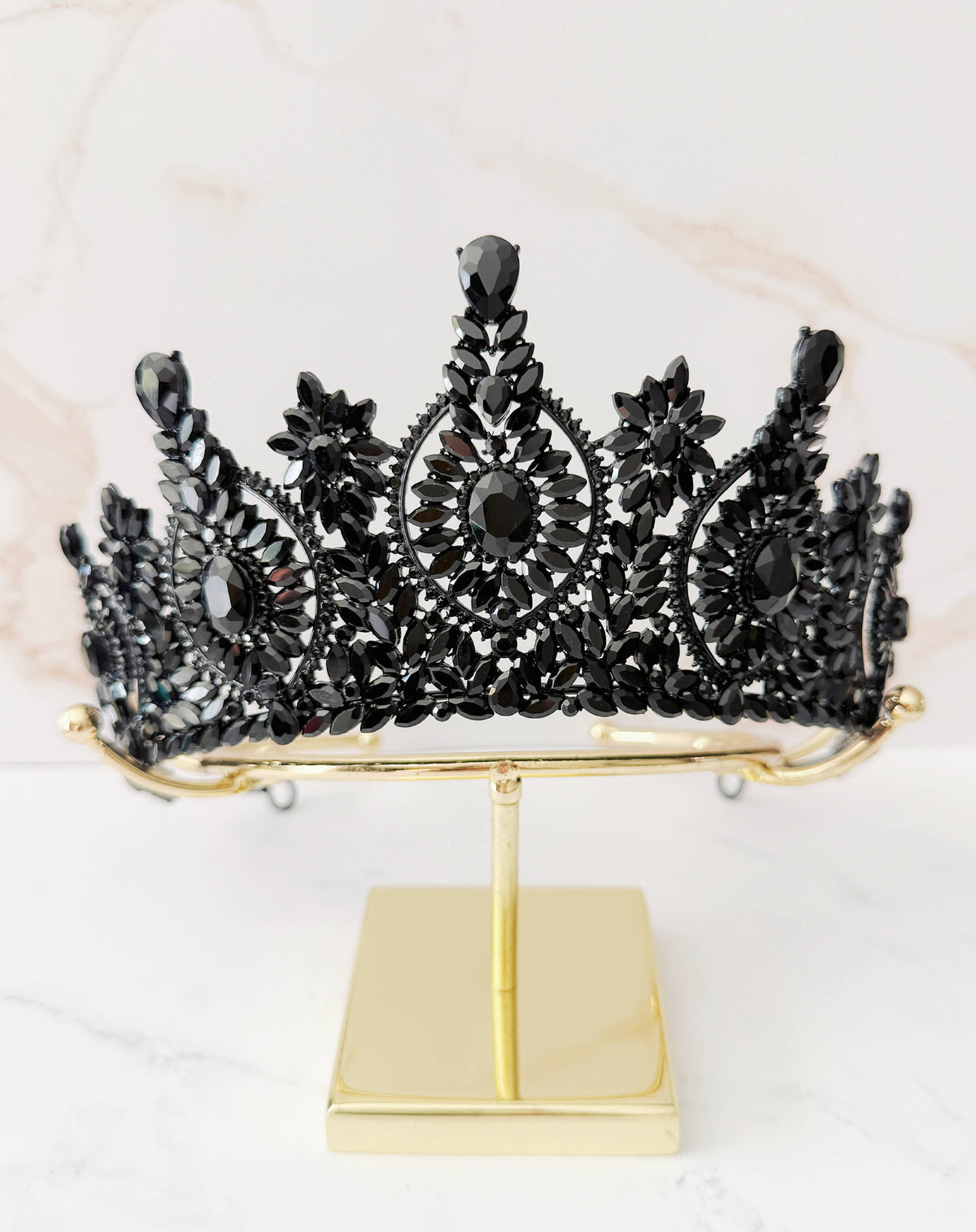 Black Gothic Crown, Black Stone Tiara, Halloween Cosplay