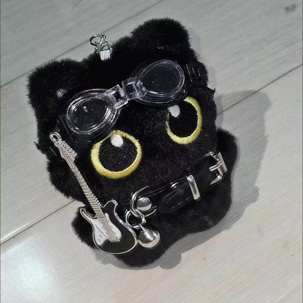 Punk Black Cat Plush Toy Keychain Gift For Girls