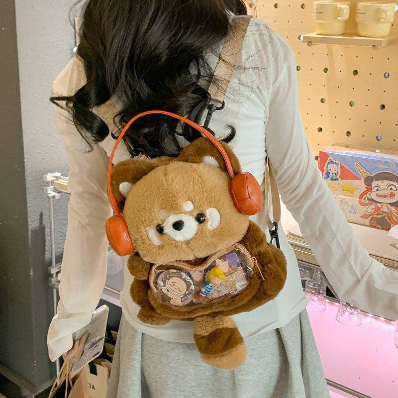 Cute Plush Raccoon Backpack