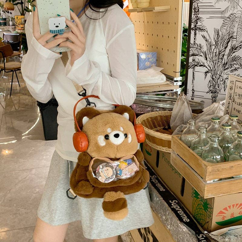 Cute Plush Raccoon Backpack
