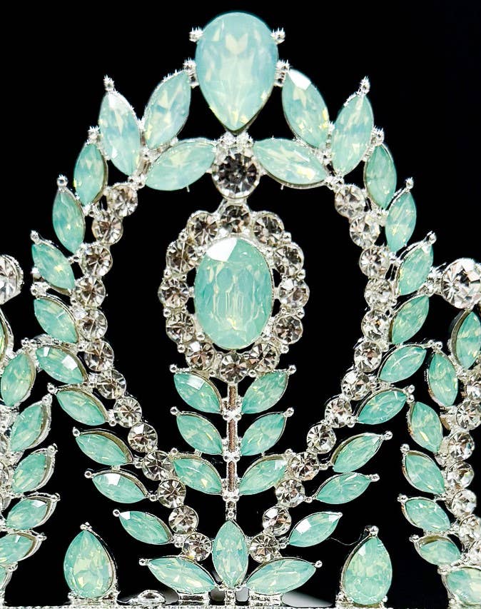 Green Gemstone Crown, Goddess Crown, Silver Bridal Crown