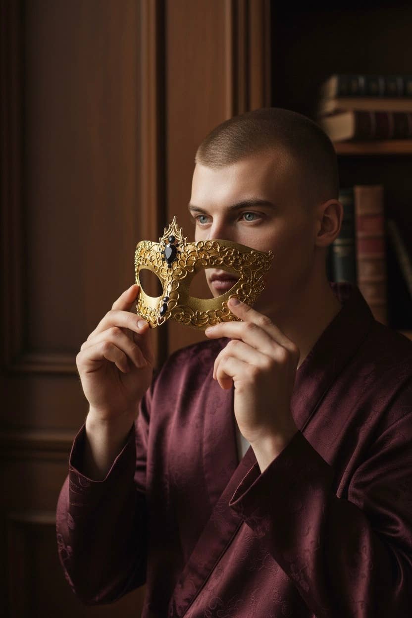Gold gold masquerade Mask, 2 in 1 mask, Venetian mask