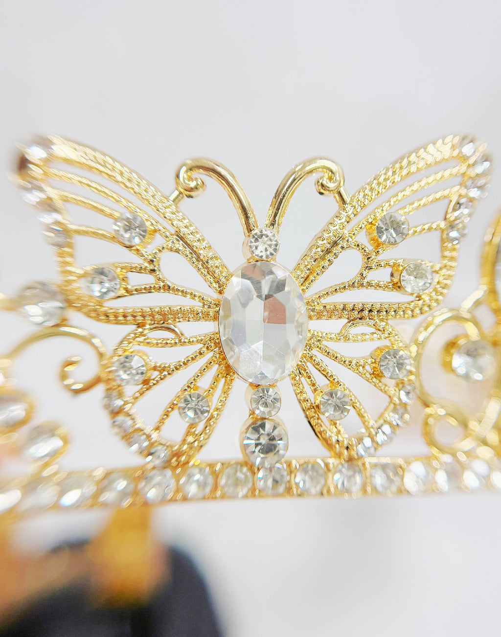Gold butterfly tiara, Fairy Costume Tiara, clear stone crown