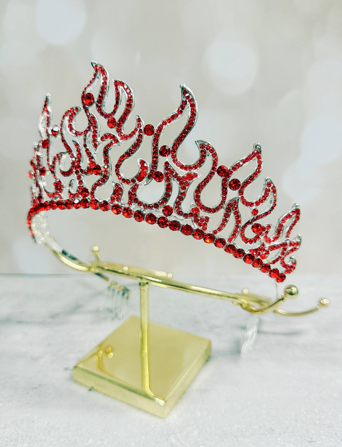 Flame of Fire Crown, Holy Fire Tiara, Red Crystal Crown