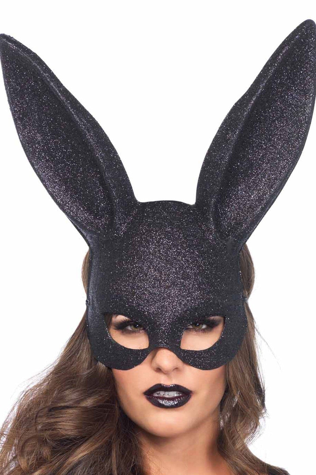 Black Glitter Masquerade Rabbit Mask