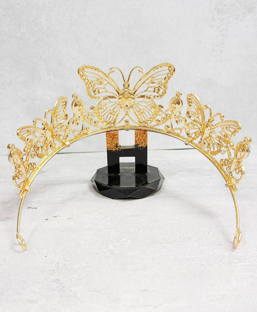 Gold butterfly tiara, Fairy Costume Tiara, clear stone crown