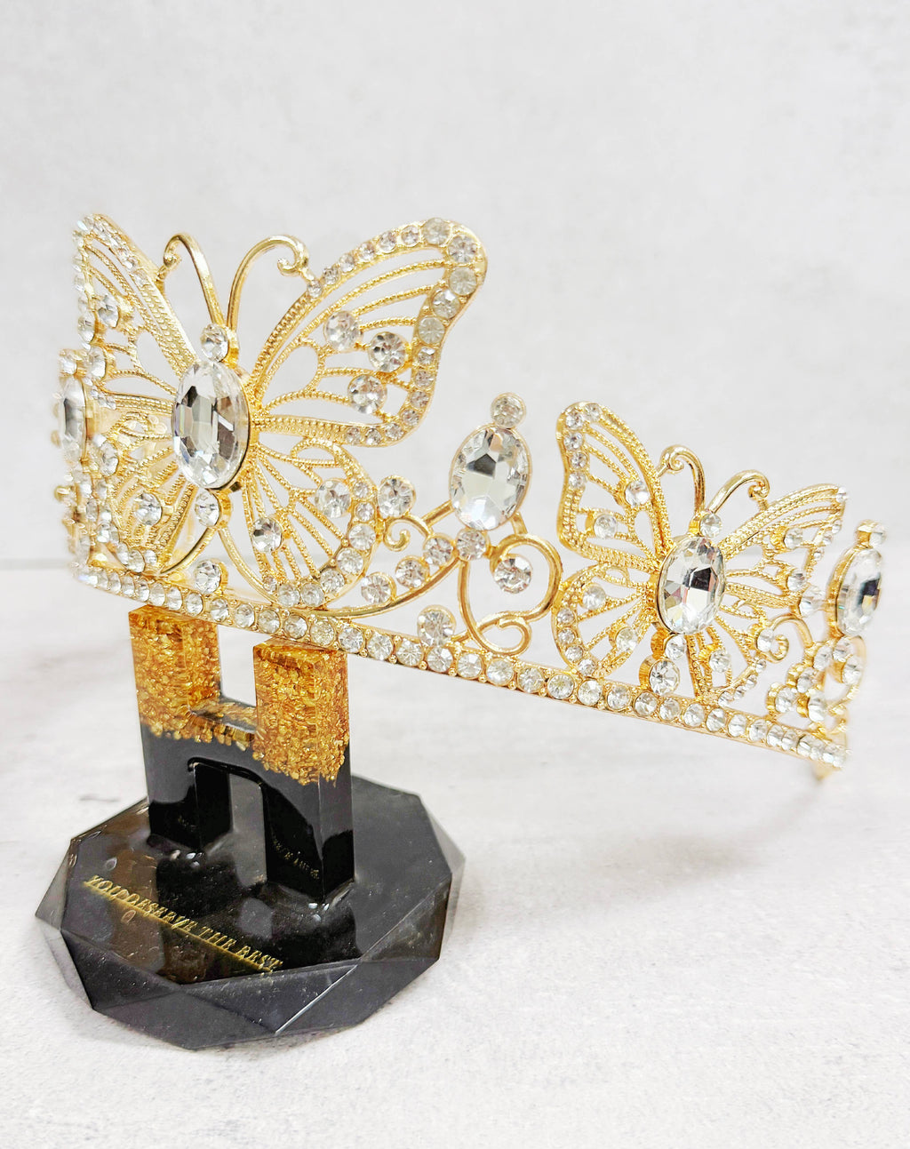 Gold butterfly tiara, Fairy Costume Tiara, clear stone crown