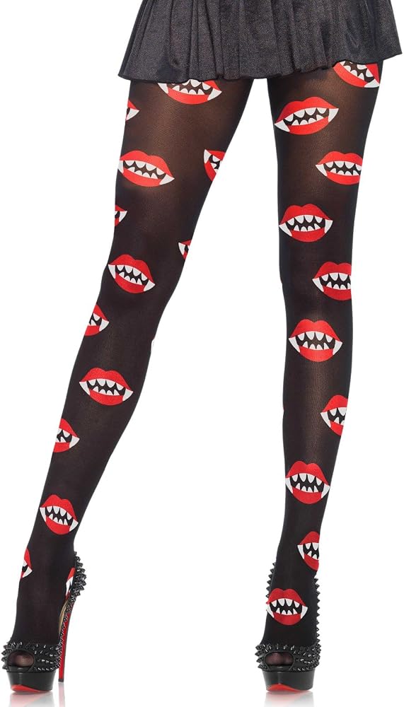 Vampire bite print pantyhose