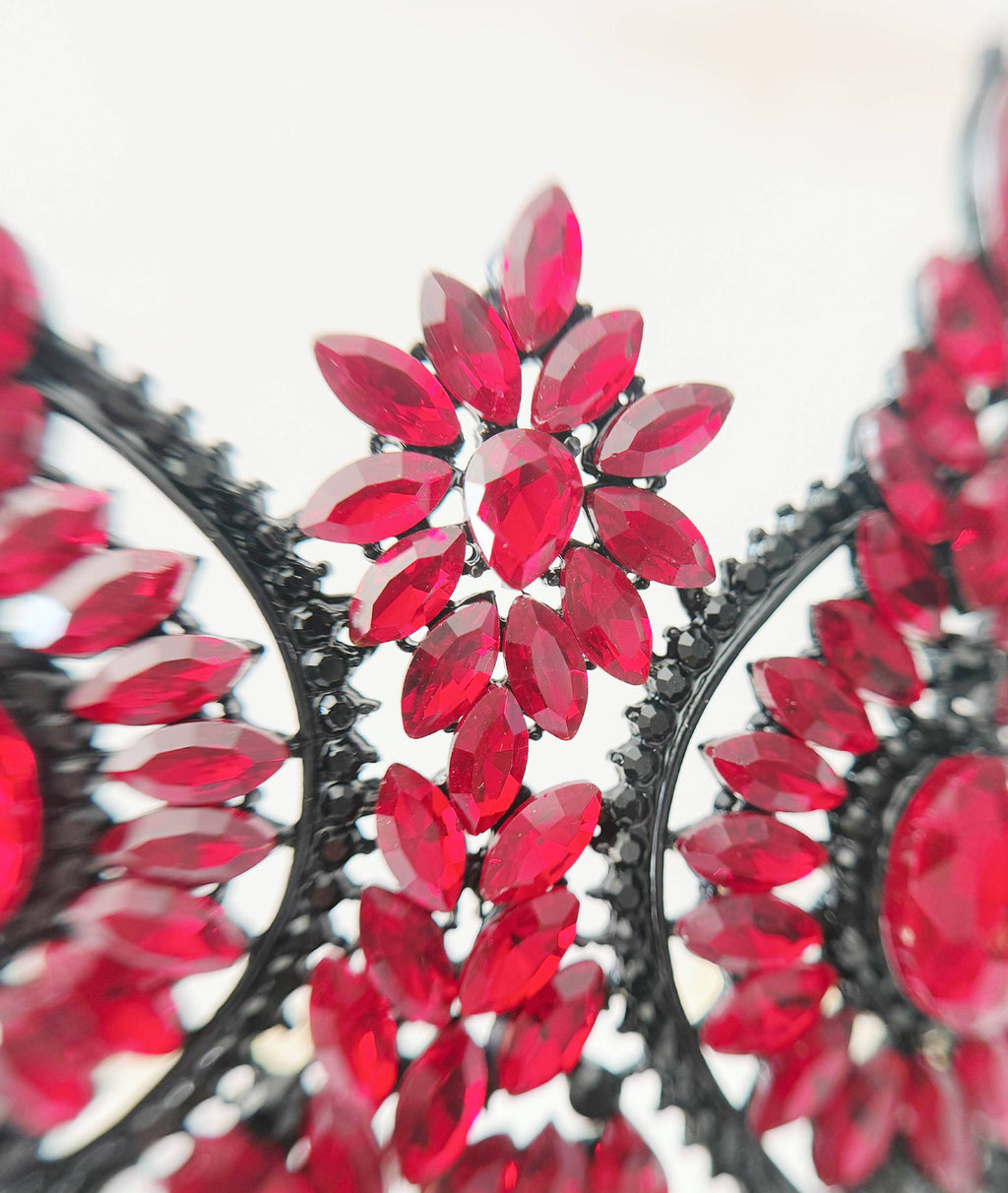 Red Crystal Crown, Gothic Black Tiara, Halloween Costume