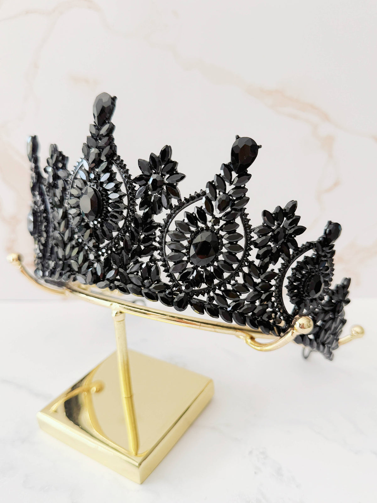 Black Gothic Crown, Black Stone Tiara, Halloween Cosplay