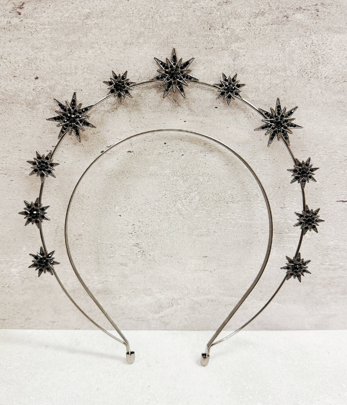 Black Stars Goddess Crown Halo Headband, Boho Headpiece
