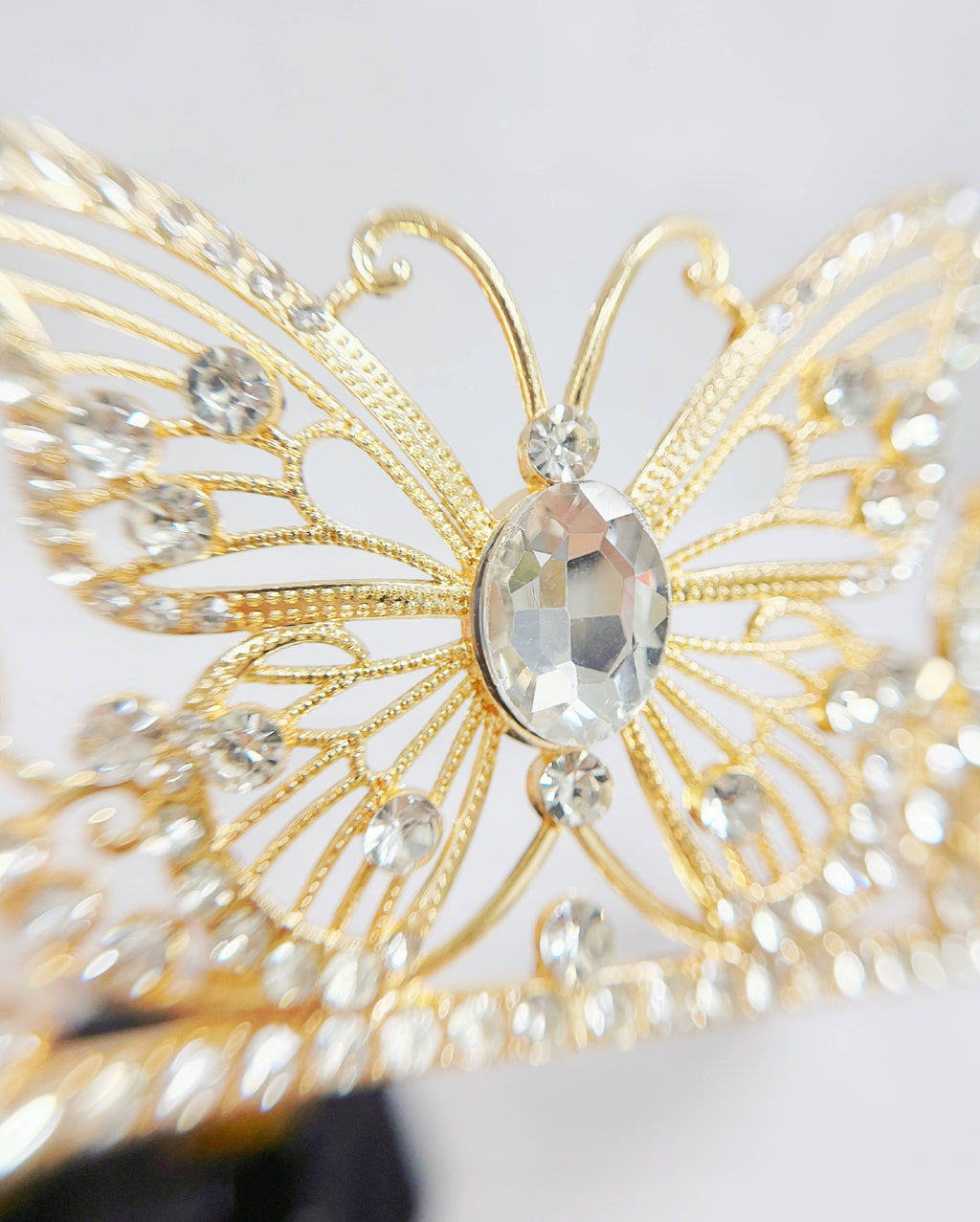 Gold butterfly tiara, Fairy Costume Tiara, clear stone crown