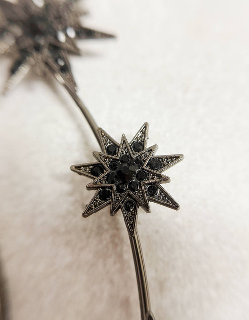 Black Stars Goddess Crown Halo Headband, Boho Headpiece