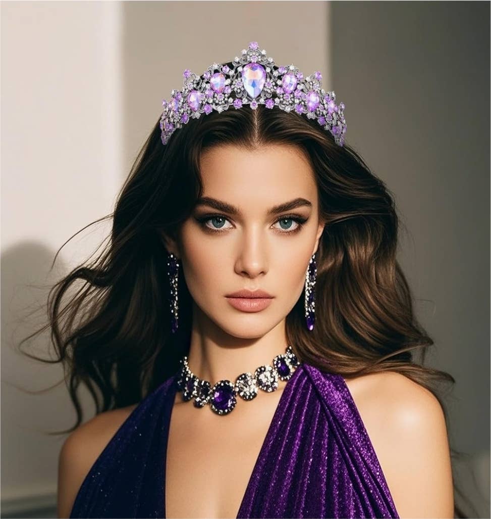 Baroque Purple Crystal Rhinestone Head Piece Accessories