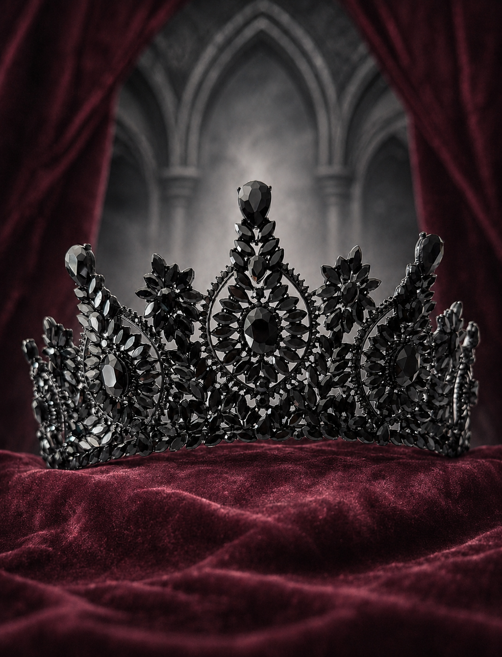 Black Gothic Crown, Black Stone Tiara, Halloween Cosplay