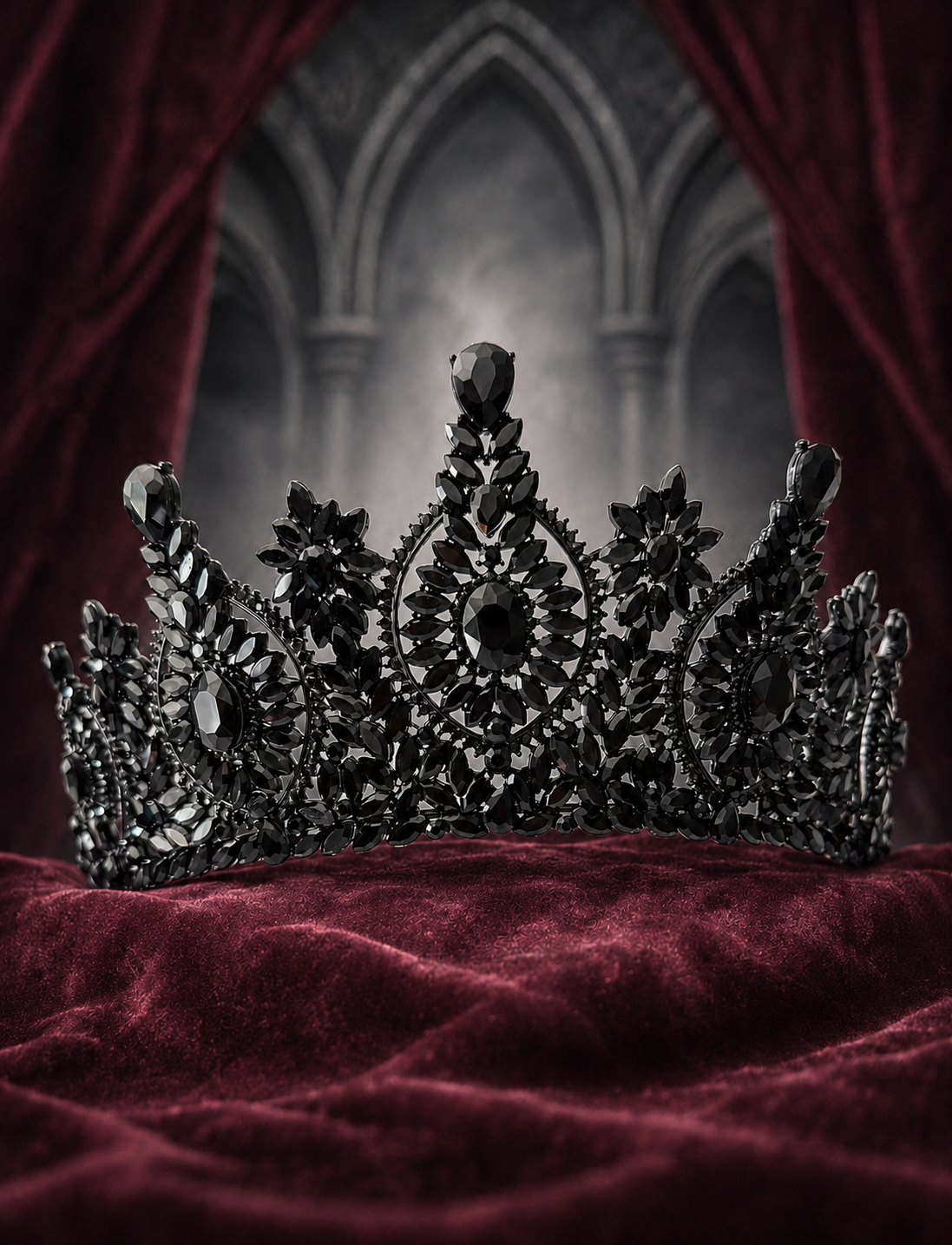 Black Gothic Crown, Black Stone Tiara, Halloween Cosplay