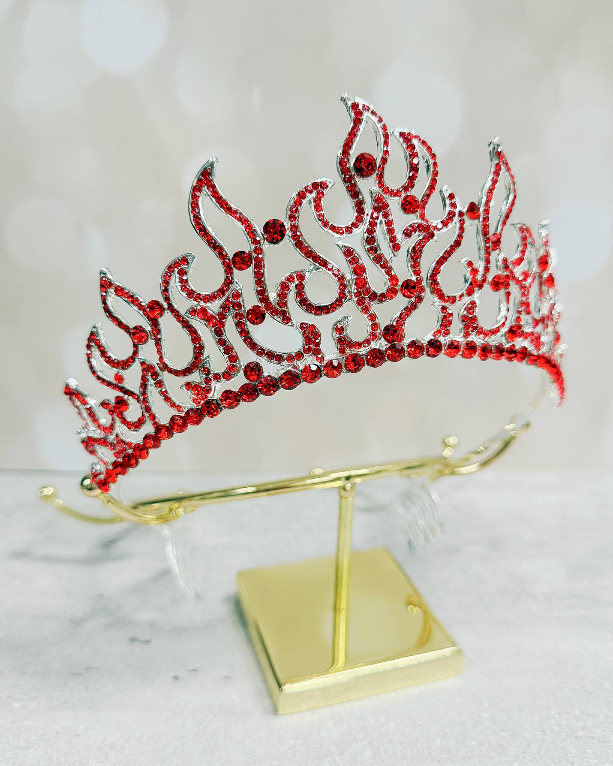 Flame of Fire Crown, Holy Fire Tiara, Red Crystal Crown
