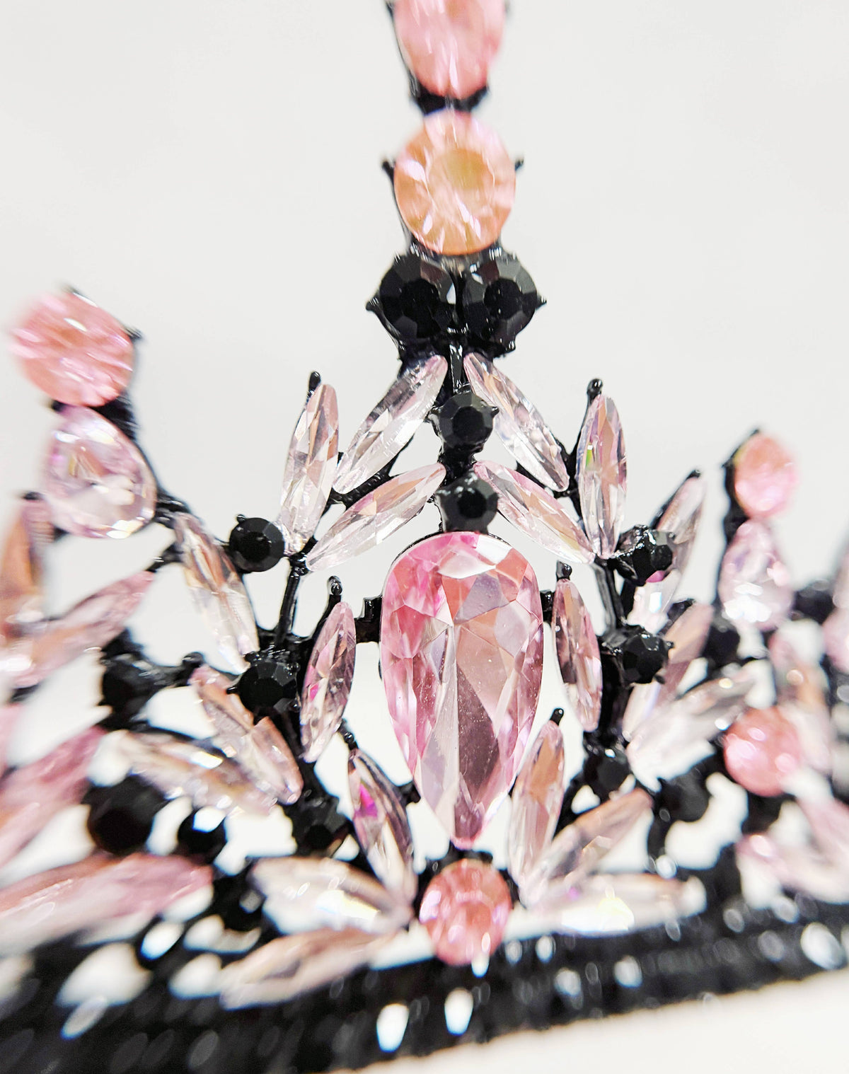 Black pink Tiara, Gothic Wedding Headpiece, crystal tiara
