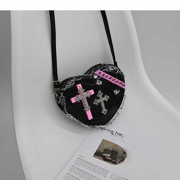 Gothic Cross Punk Stud Heart Shoulder Bag
