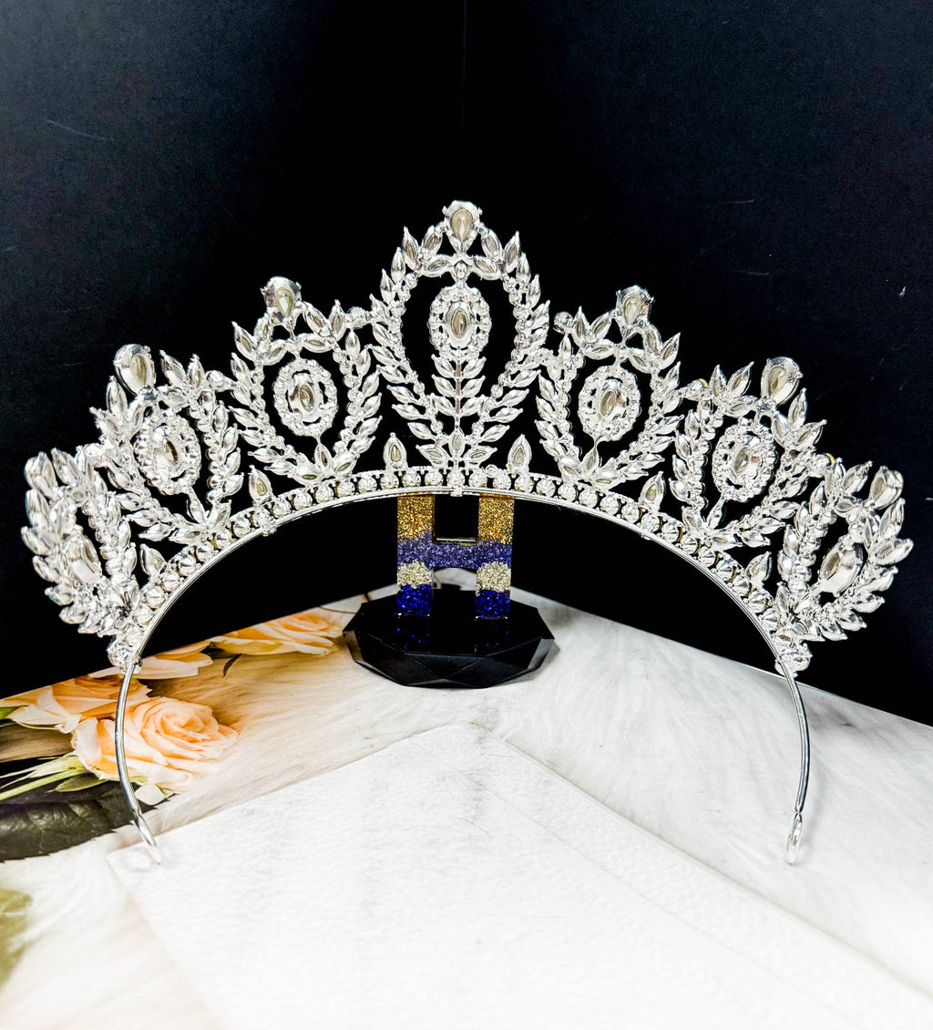 Green Gemstone Crown, Goddess Crown, Silver Bridal Crown