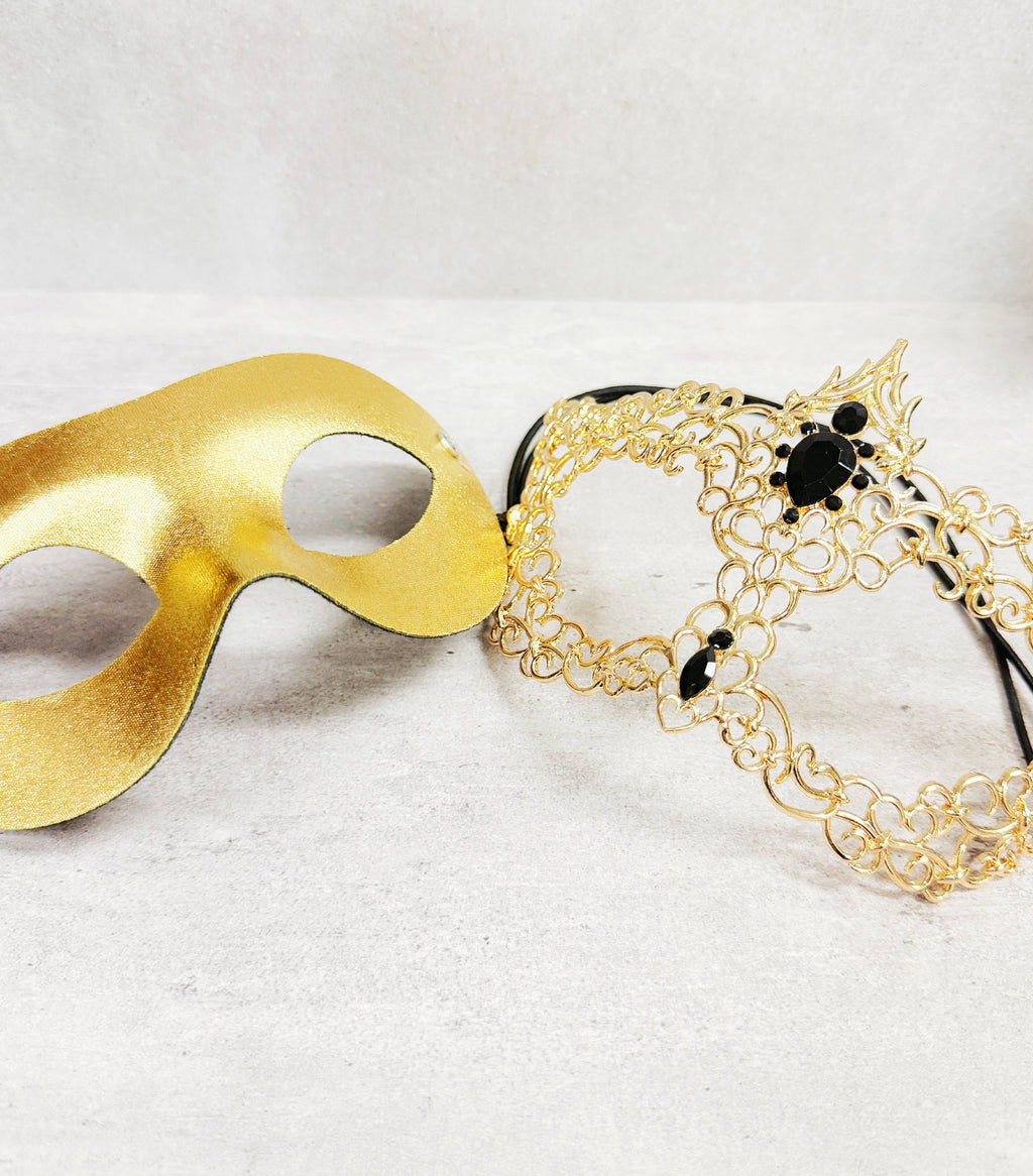 Gold gold masquerade Mask, 2 in 1 mask, Venetian mask
