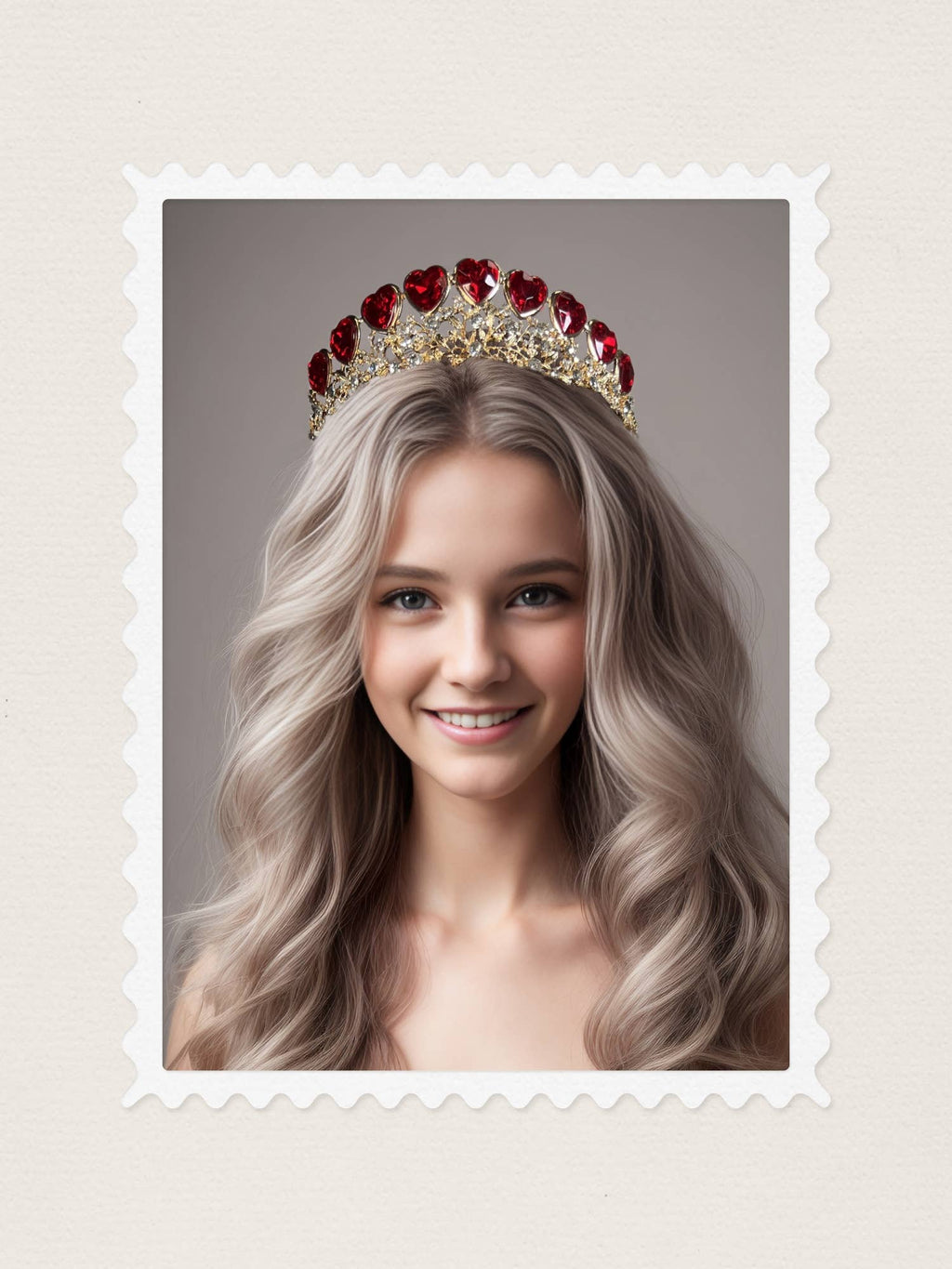 Queen of Heart Tiara, Red Heart Crown, Gold Fairy Headband