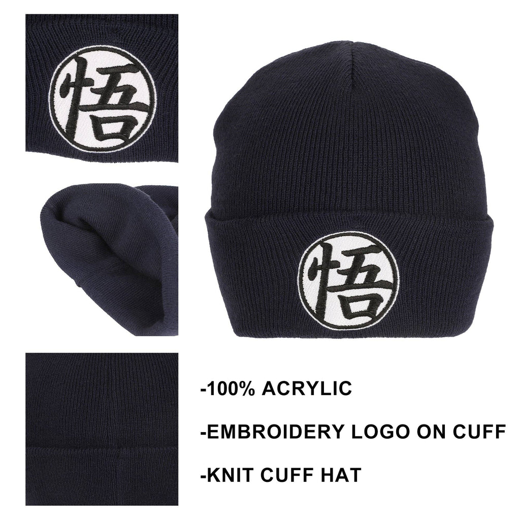 Dragon Ball Z Goku Symbol Embroidery On Acrylic Knit Standard Cuff Beanie