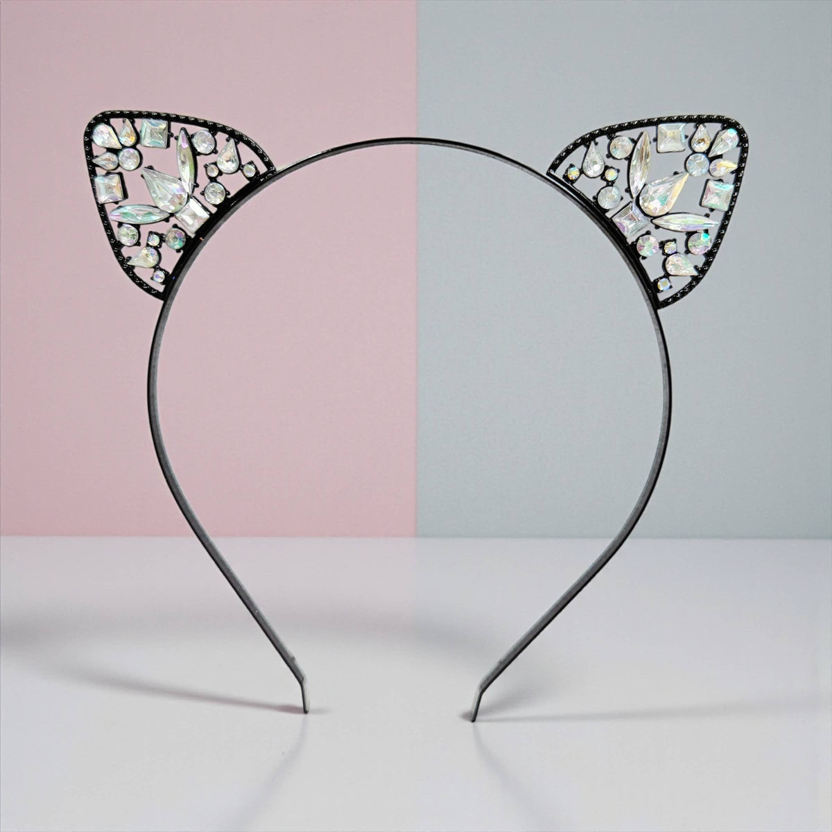 Crystal Cat Ear Headband, Costume Party, Black Headdress