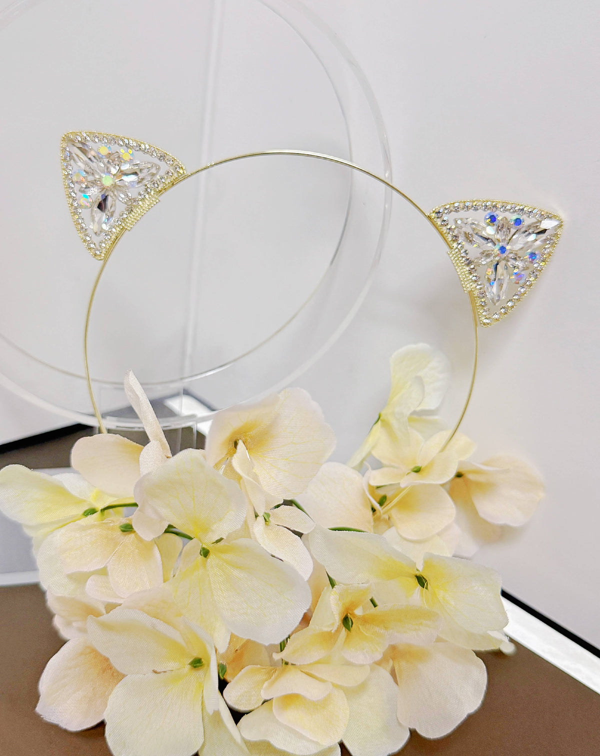 Crystal Cat Ear Headband, Costume Party, Gold Headdress