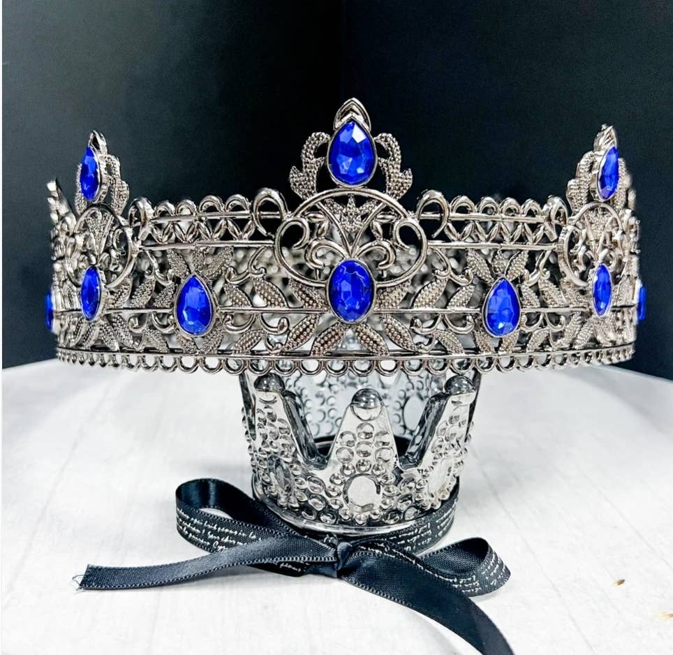 Silver King Crowns for Men Royal Crown Crystal Rhinestone XL