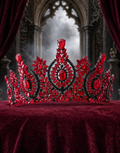 Red Crystal Crown, Gothic Black Tiara, Halloween Costume