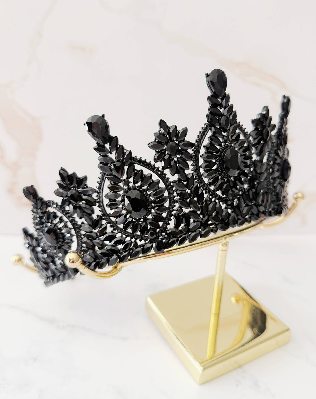 Black Gothic Crown, Black Stone Tiara, Halloween Cosplay