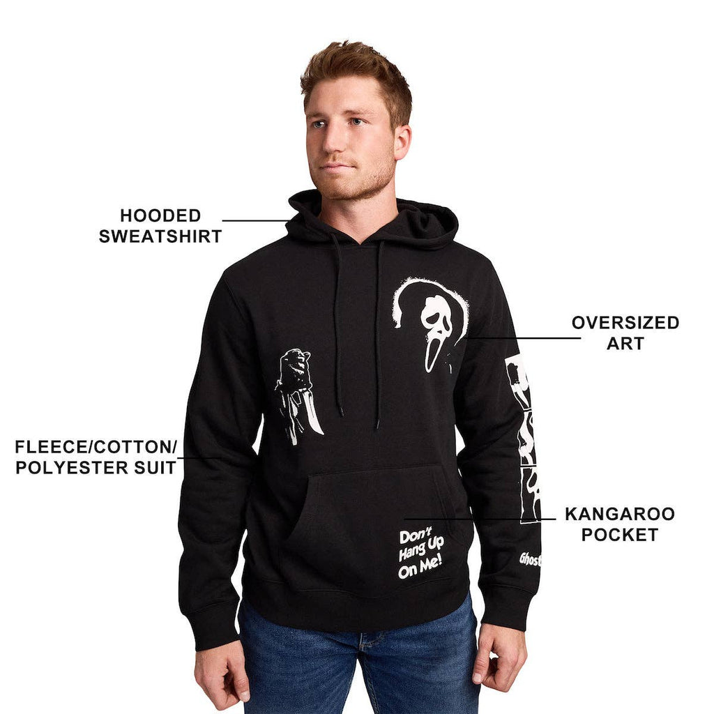 Ghostface Don't Hang Up on Me on Men's Black Hooded Sweathirt