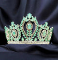 Green Gemstone Crown, Goddess Crown, Silver Bridal Crown