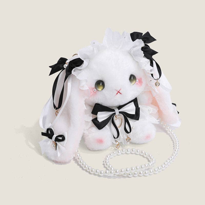 Rabbit Plush Pearl Chain Shoulder Bag