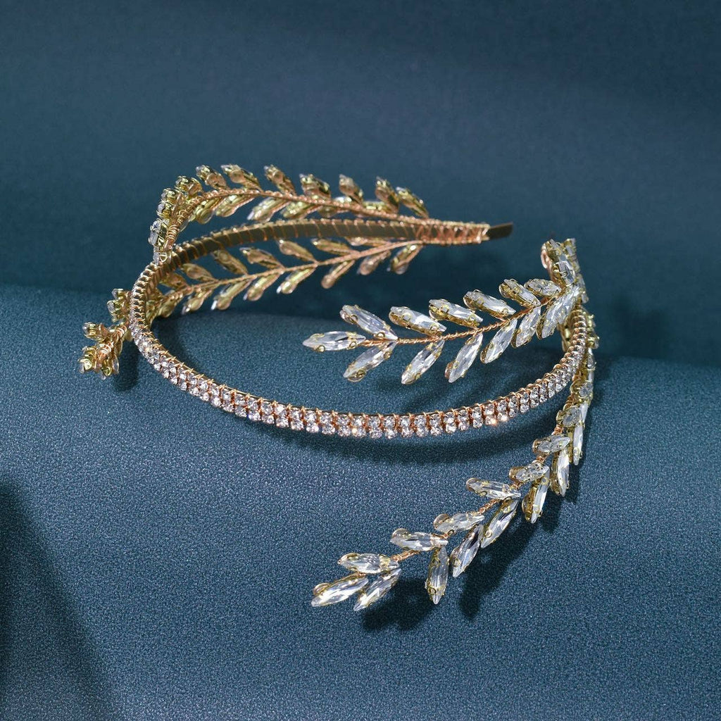Wedding Headpiece for Bride, Gold Hair Jewelry Headband